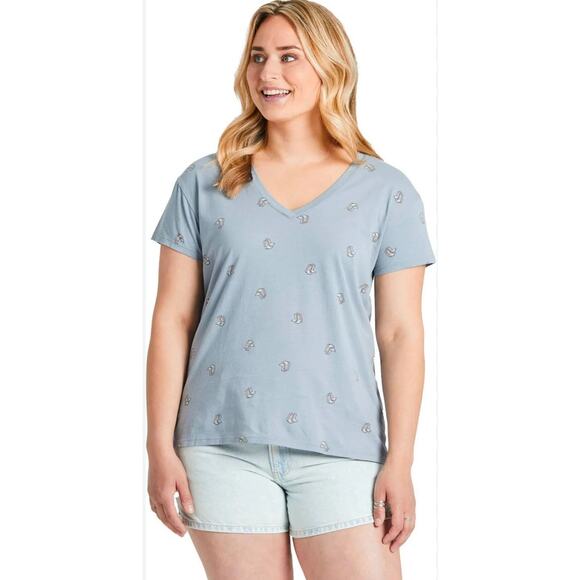 Life Is Good Gray Giddy Up Boot Pattern V Neck Crusher Lite Tee Sz M - Picture 1 of 6